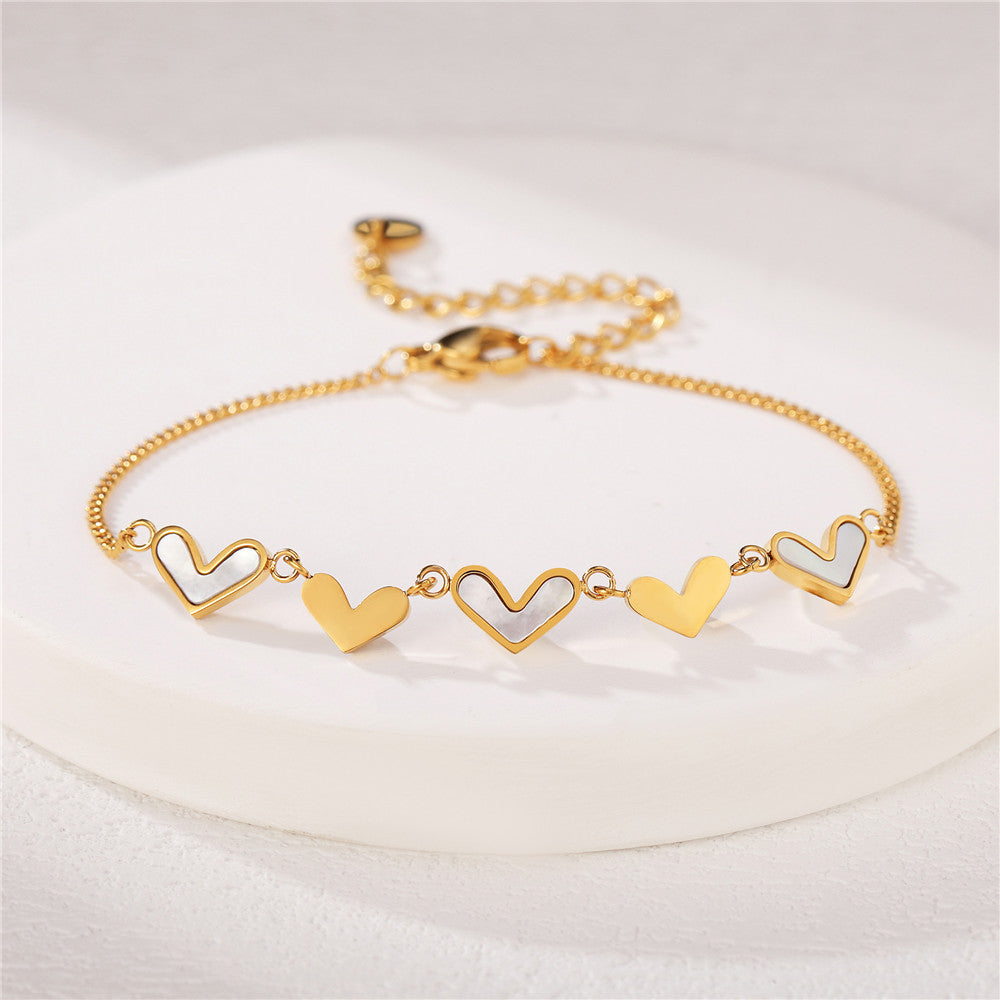 Heart Shaped Shell Titanium Steel Bracelet For Women By Planderful Statement Jewelry Trendy Gift