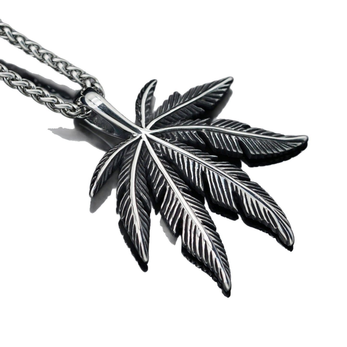 Steel Necklace – Vintage Hip Hop Maple Leaf Pendant