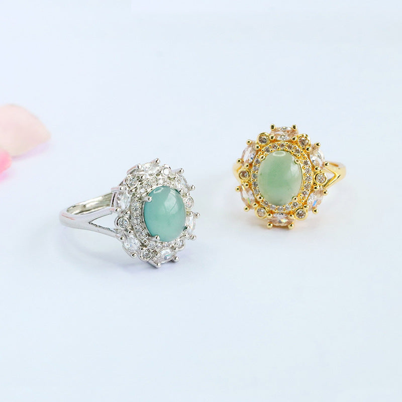 Blue-Water Jadeite Star Cluster Ring