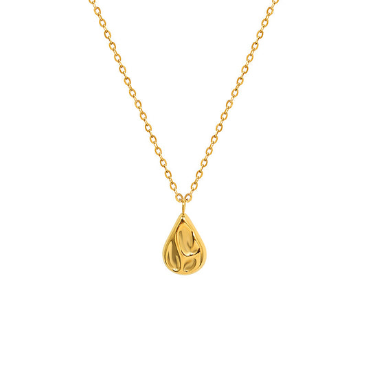 French Niche Design Water Drop Necklace with Titanium Steel Material - Color Retention & Special Shaped