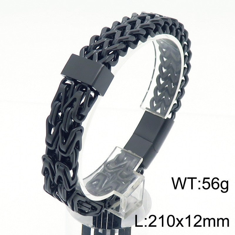 Trendy Hip Hop Inspired Stainless Steel Men's Bracelet with Chain Splicing Design