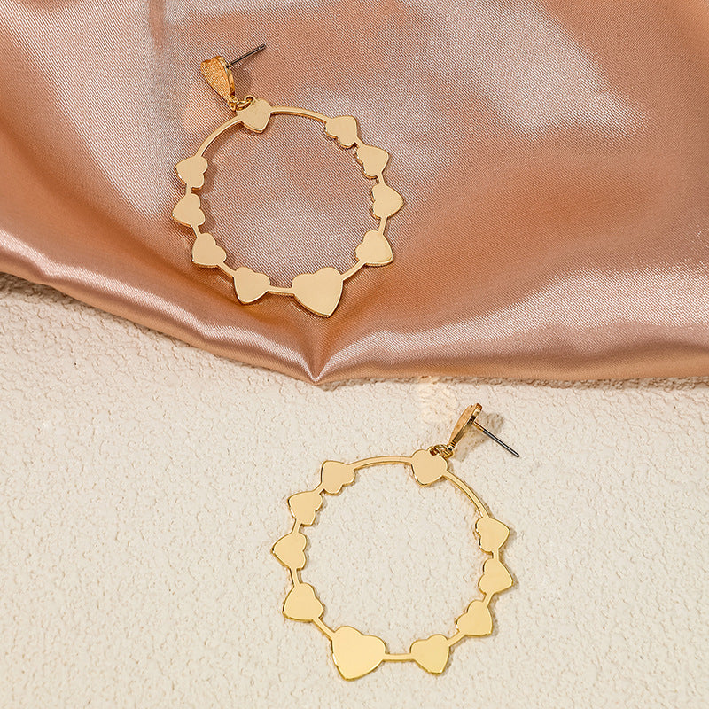 Vintage Inspired Metal Love Pendant Earrings in Internet Red Style