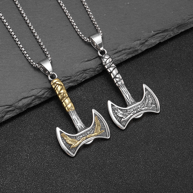 Steel Necklace - Vintage Viking Axe Pendant For Men And Women Everyday Wear Planderful