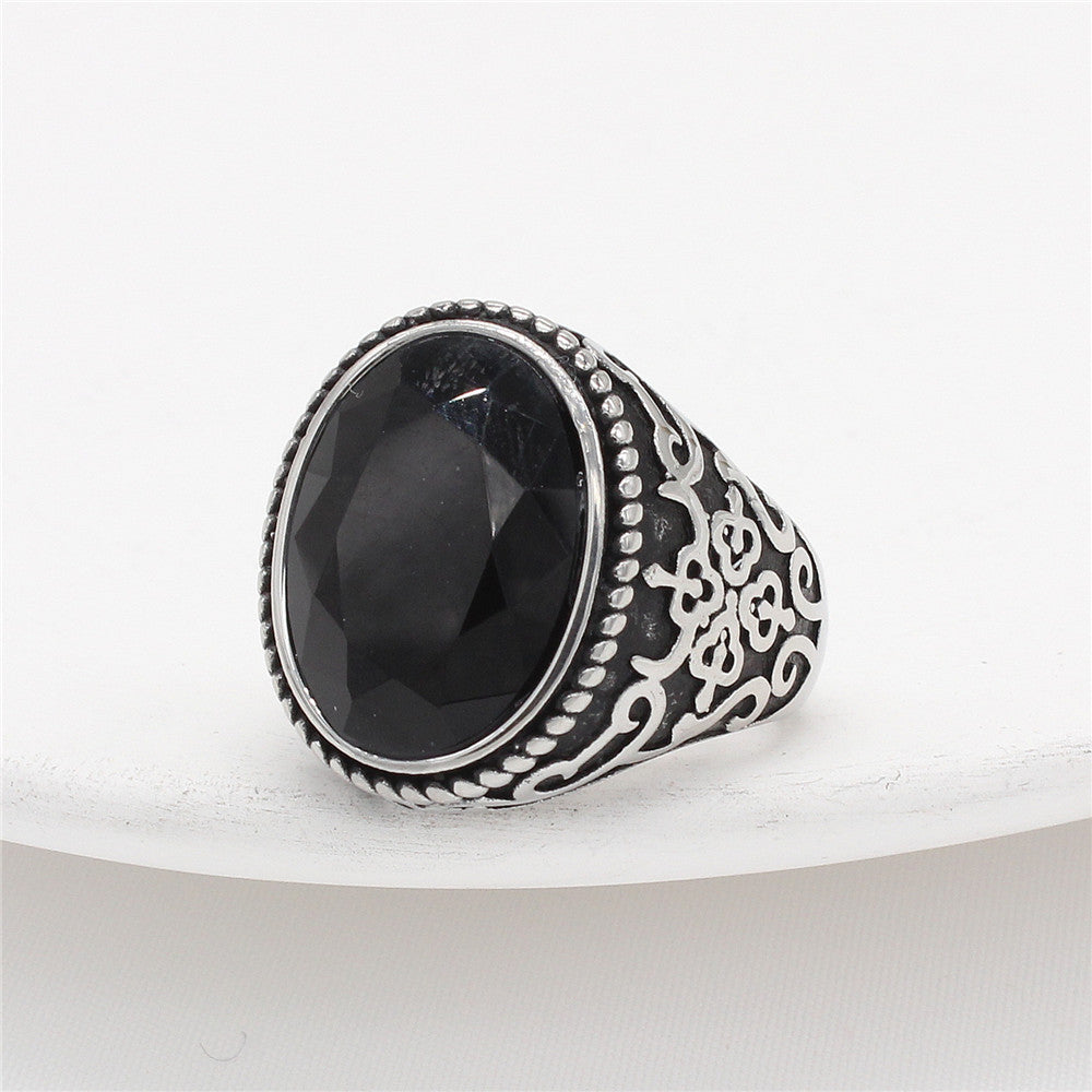 Personalized Oval Zircon Titanium Ring For Unisex Wearers By Planderful With Retro Protection Statement