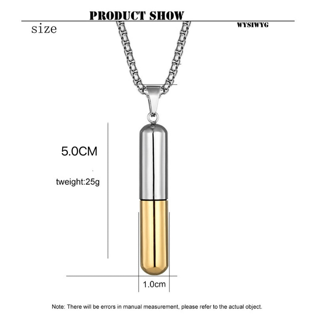 Planderful Personalized Pill Perfume Pendant Necklace Titanium Steel Fashion Punk Fans