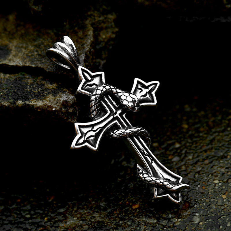 Gothic Titanium Steel Double Skeleton Pendant with Retro Punk Hip Hop Style for Men
