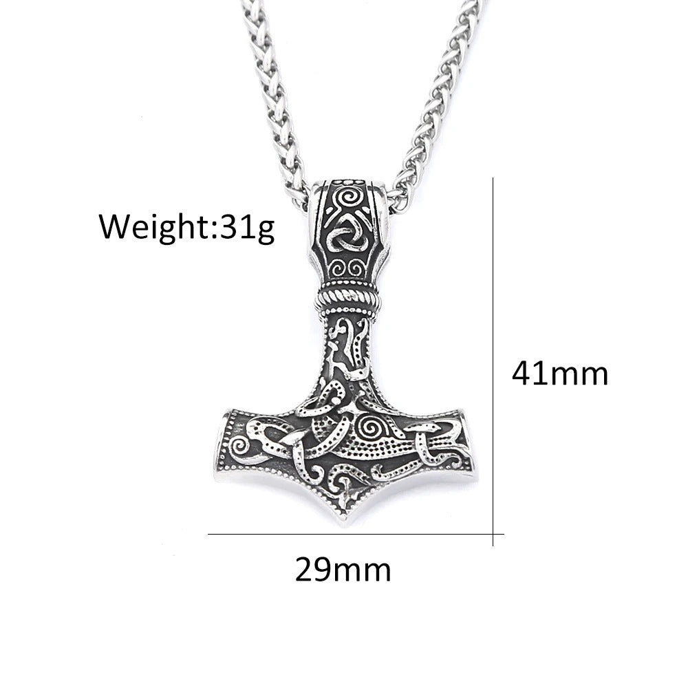 1. Planderful Thor's Hammer Necklace Titanium Steel Men