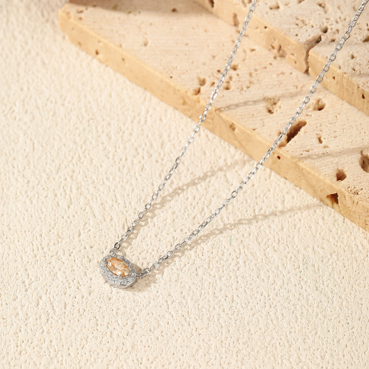 925 Sterling Silver Champagne Moissanite Necklace