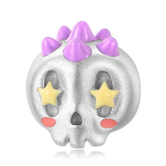 Halloween Star Eye Cute Skull Head Sandblasting Silver Pendant