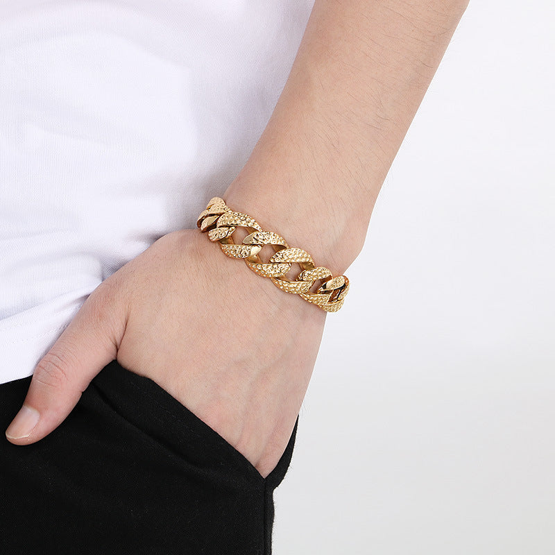 Planderful Mens Stainless Steel Cuban Chain Bracelet Beating