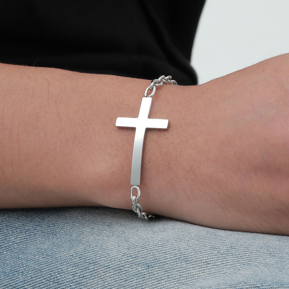 Cross Stainless Steel Bracelet for Men