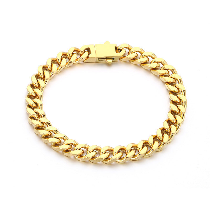 Titanium Steel Cuban Chain Men's Bracelet Polished Four-Sided Grinding Hand Available