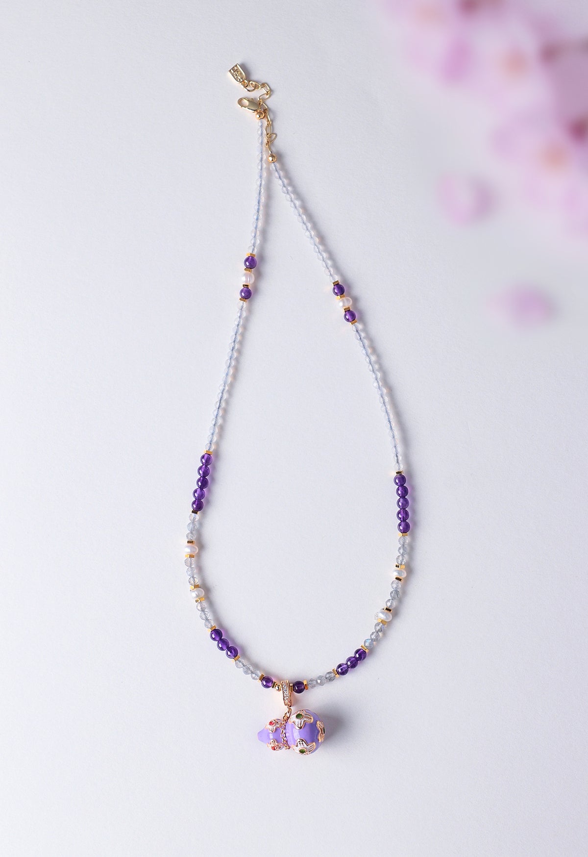 Amethyst Pearl Gourd Pendant Necklace