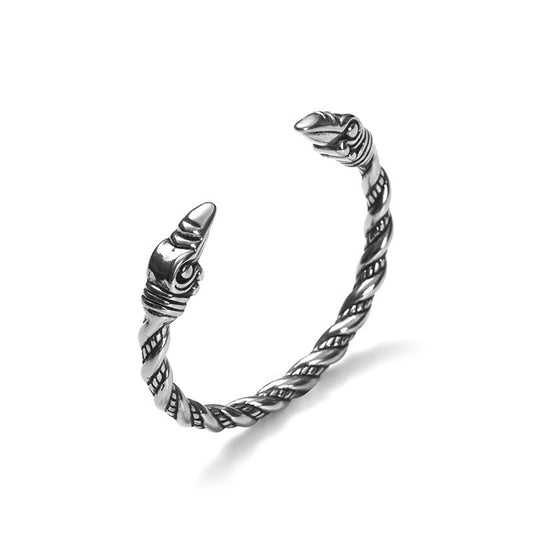 Planderful Viking Crow Bracelet Stainless Steel Open Double Head For Unisex Protection