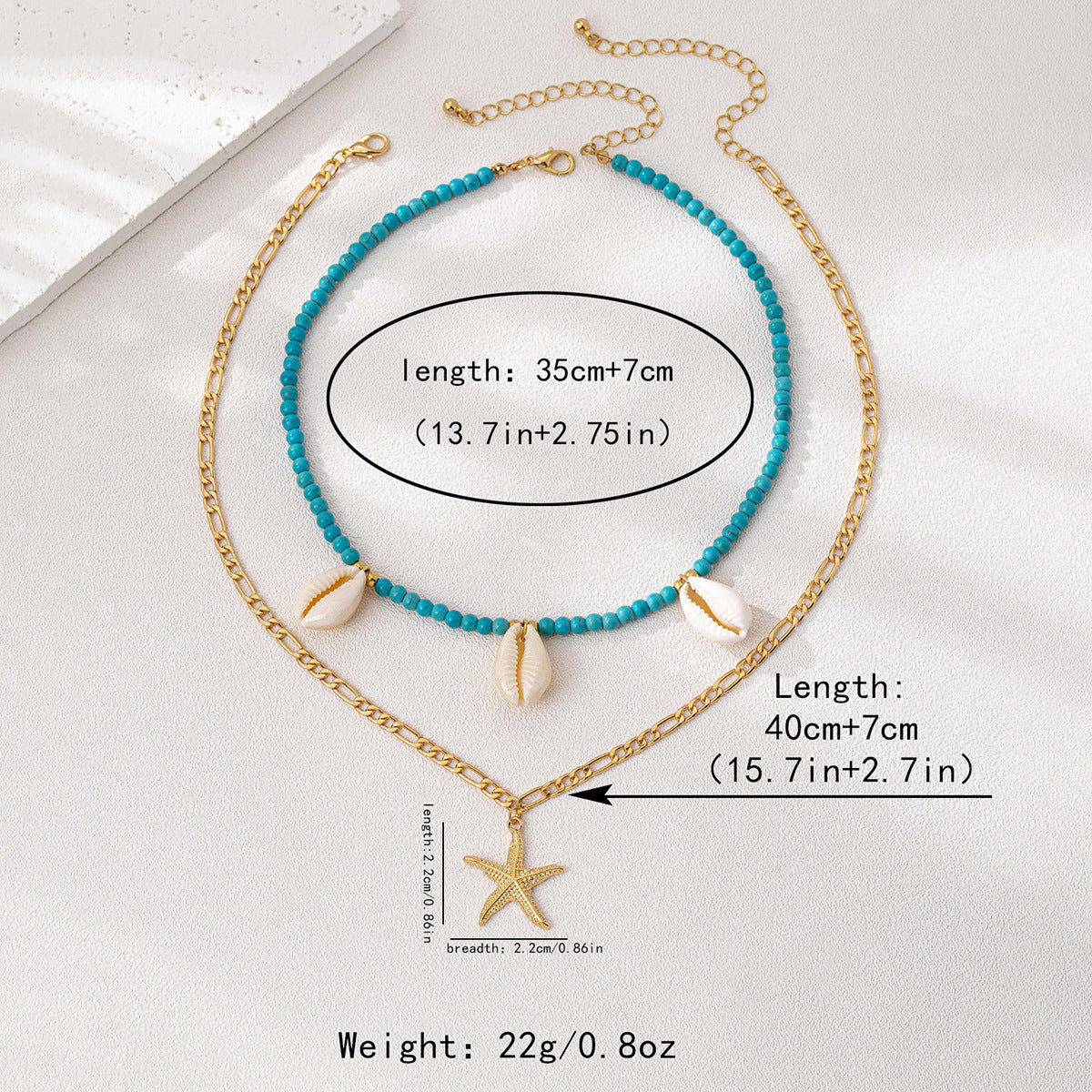 Planderful Vienna Verve Necklace Set – Bohemian Style with Shell and Starfish Pendants