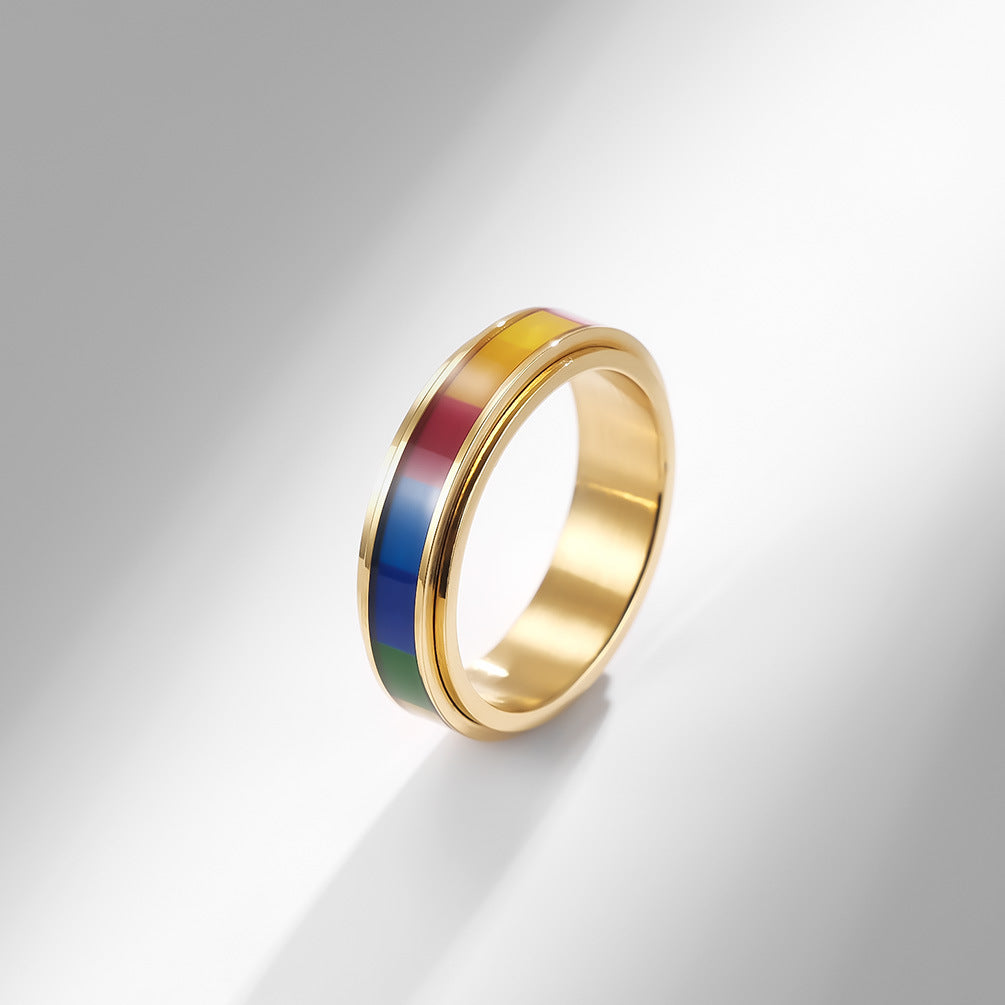 Rotatable Stainless Steel Rainbow Ring For Men Wholesale
