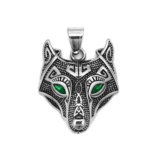 Steel Necklace - Statement Nordic Viking Celtic Wolf Head Pendant Necklace For Hip Hop Streetwear