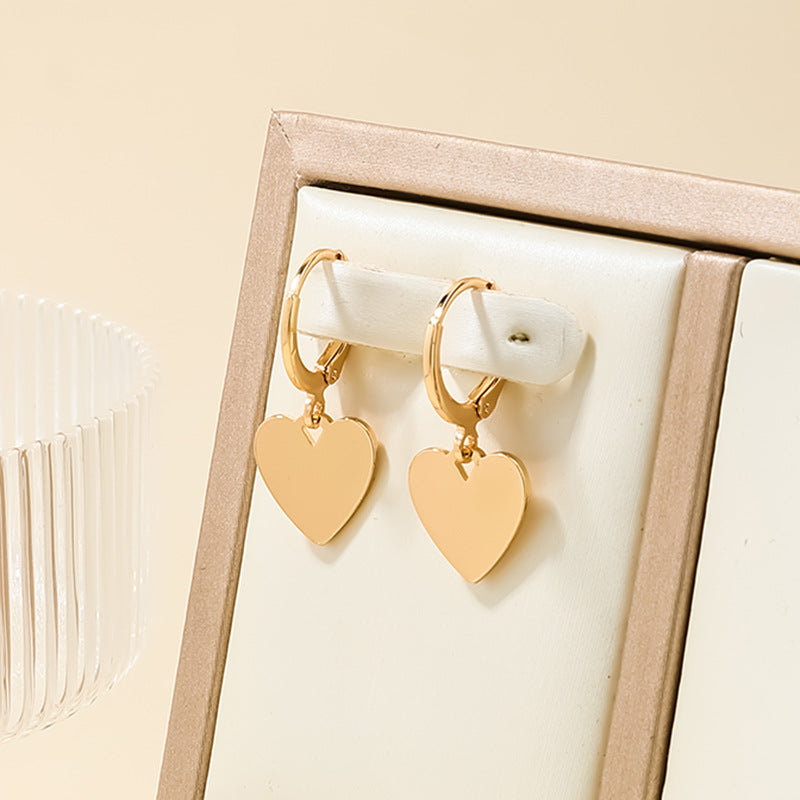 European & American Cross-Border Metal Sequin Love Earrings Set