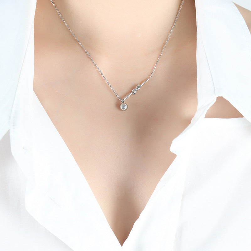 Golden Geometric Knot Pendant Necklace - Titanium Steel Jewelry for Women