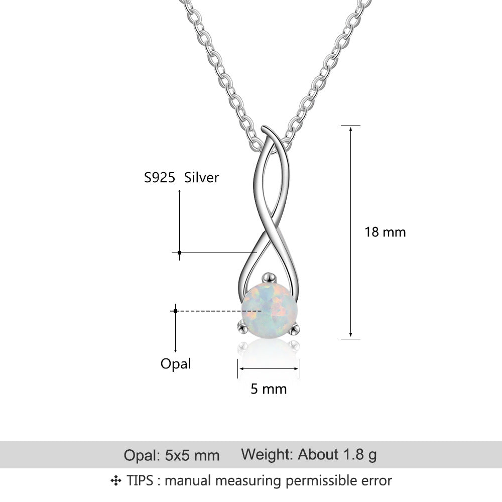 Planderful Jewelry Opal Necklace Sterling Silver 8 Shape Pendant Elegant Everyday Luxury