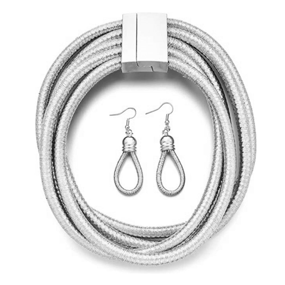 European and American Style Multi-layer Braided Black Necklace Set with Cross-border Choker - Elegant Jewelry Set