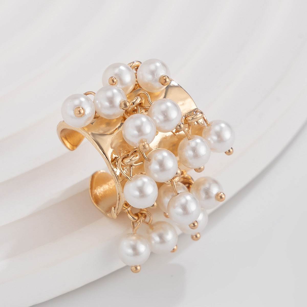 Planderful Boho Pearl Fringe Ring For Women Turquoise Accent Statement Jewelry Vienna Verve