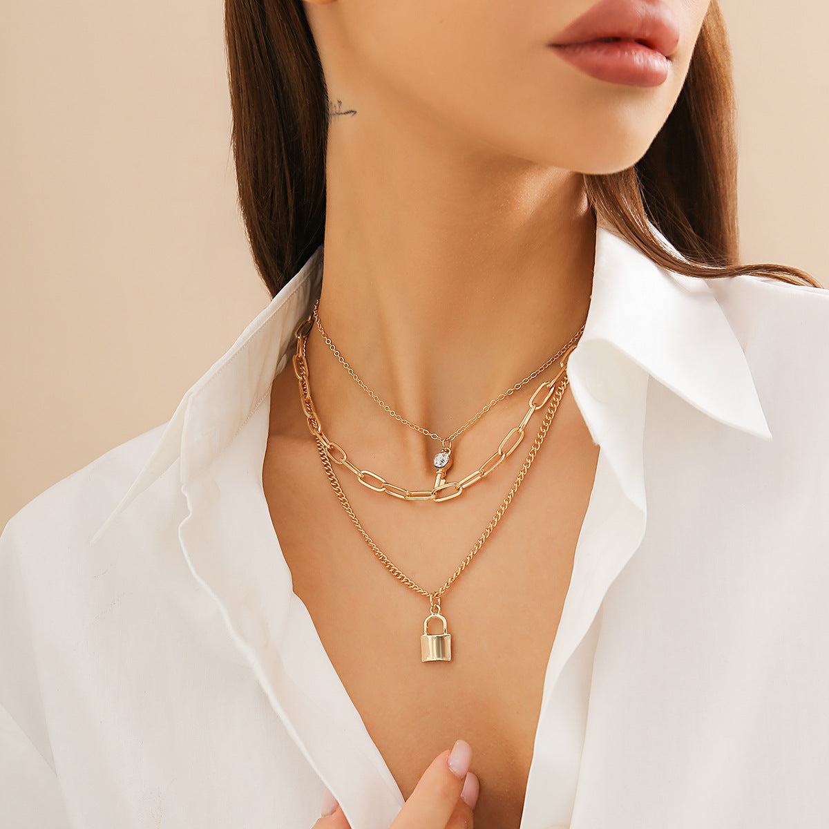 Geometric Lock Key Necklace from Vienna Verve Collection