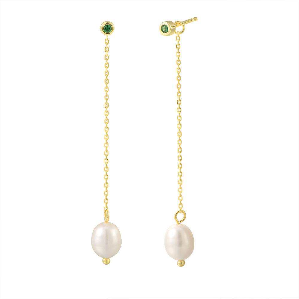 Planderful S925 Sterling Silver Pearl Fringe Earrings For Women Fresh Natural Pearls Luxury Long Jewelry