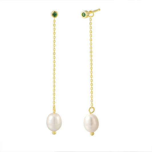 Planderful S925 Sterling Silver Pearl Fringe Earrings For Women Fresh Natural Pearls Luxury Long Jewelry