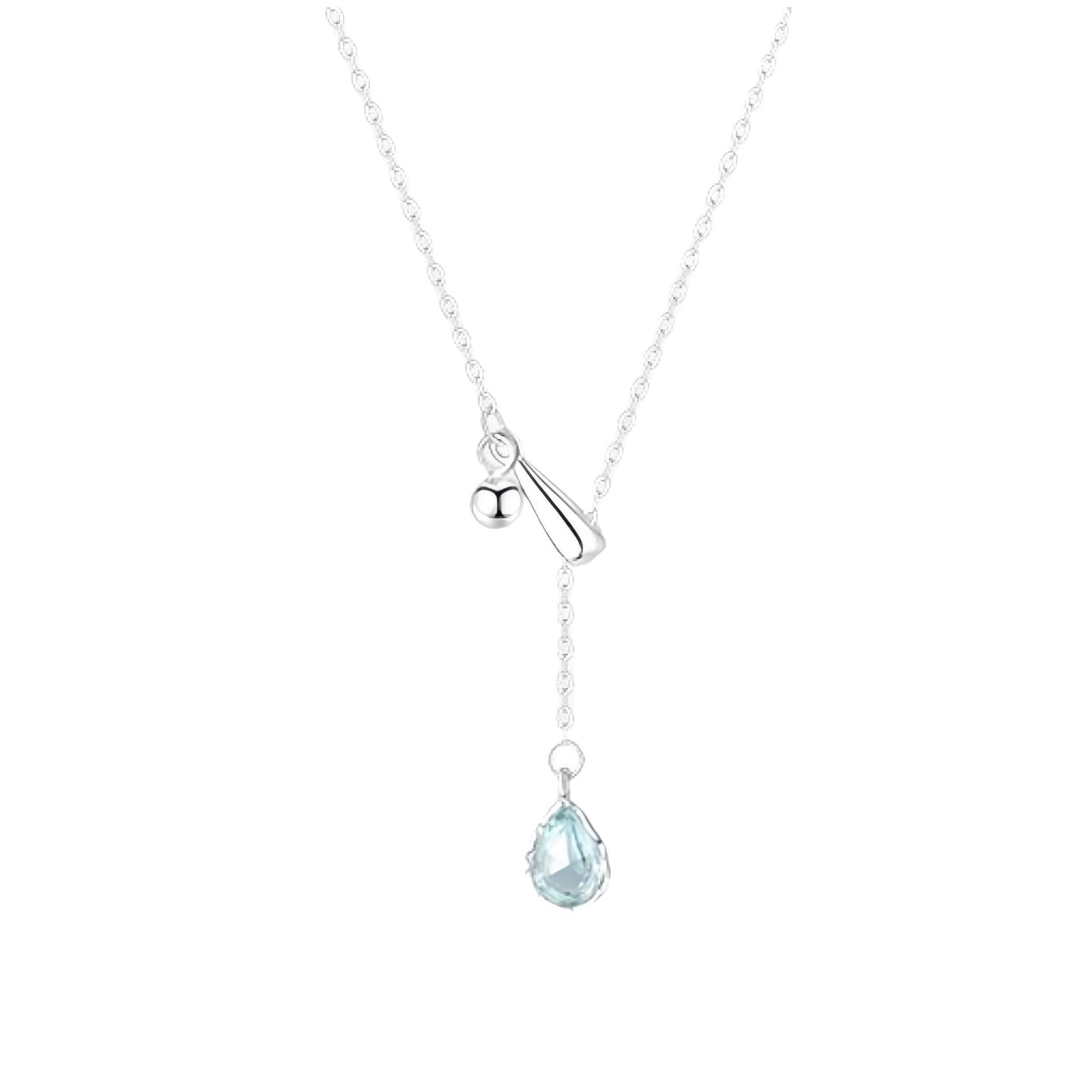 S925 Sterling Silver Blue Water Drop Necklace Women's Accessories
