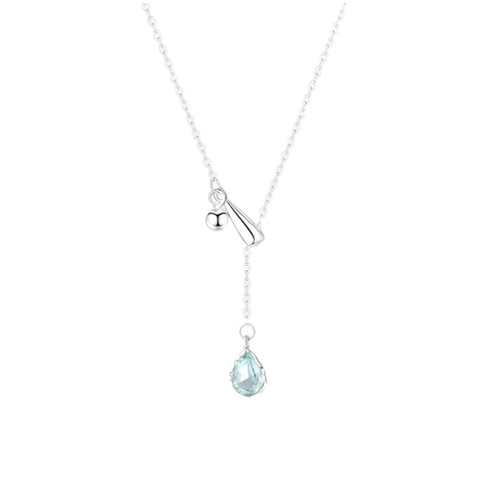 S925 Sterling Silver Blue Water Drop Necklace Women's Accessories