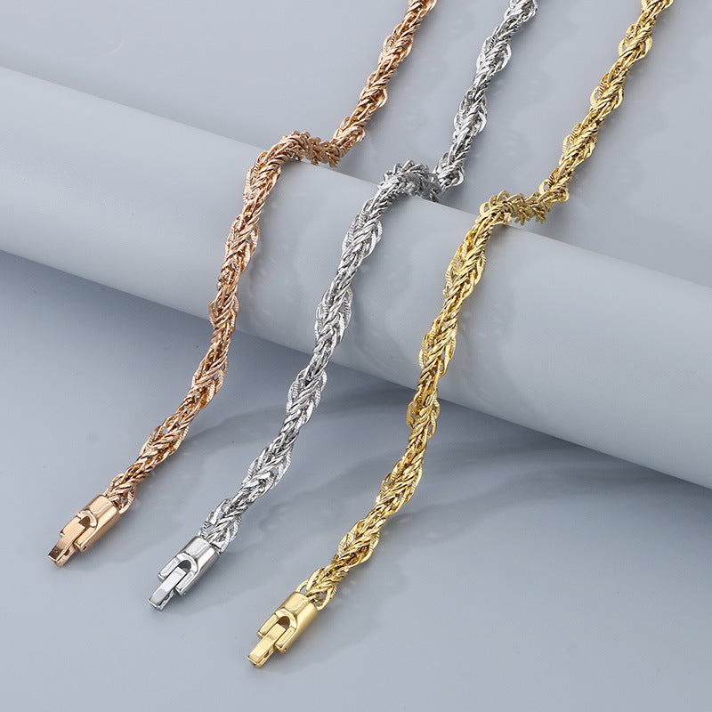 Hip-Hop Design Buckle Twist Cord Chain Men's Stainless Steel Twisted Chain Accessory For Necklace