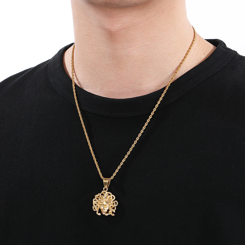 Planderful Snake Woman Pendant for Men Stainless Steel