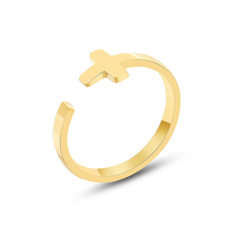 Luxurious Gold-Plated Titanium Steel Open Ring Set for Couples