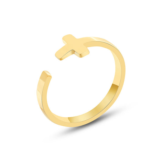 Luxurious Gold-Plated Titanium Steel Open Ring Set for Couples