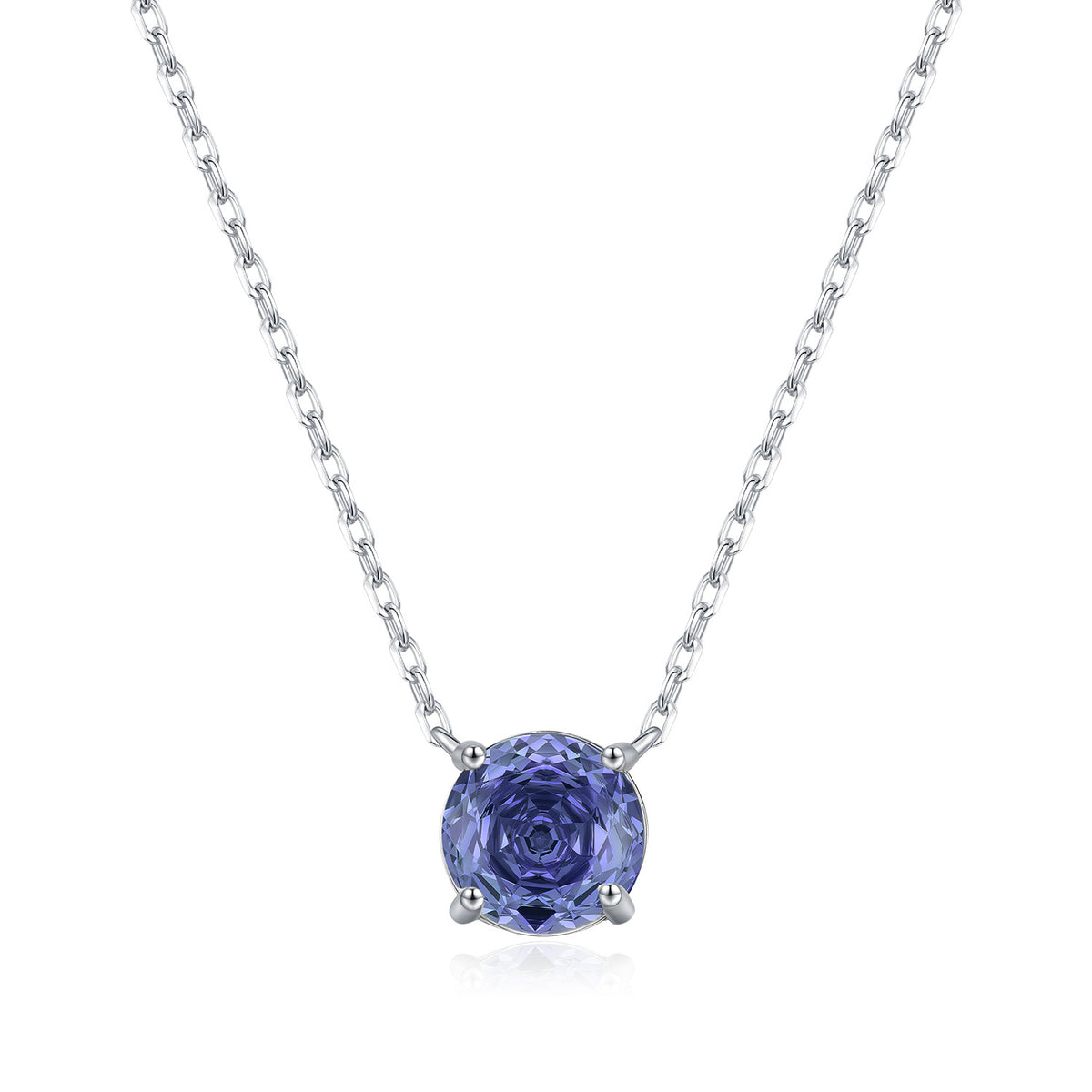 925 Sterling Silver Tanzanite-Color Rose-Cut Necklace