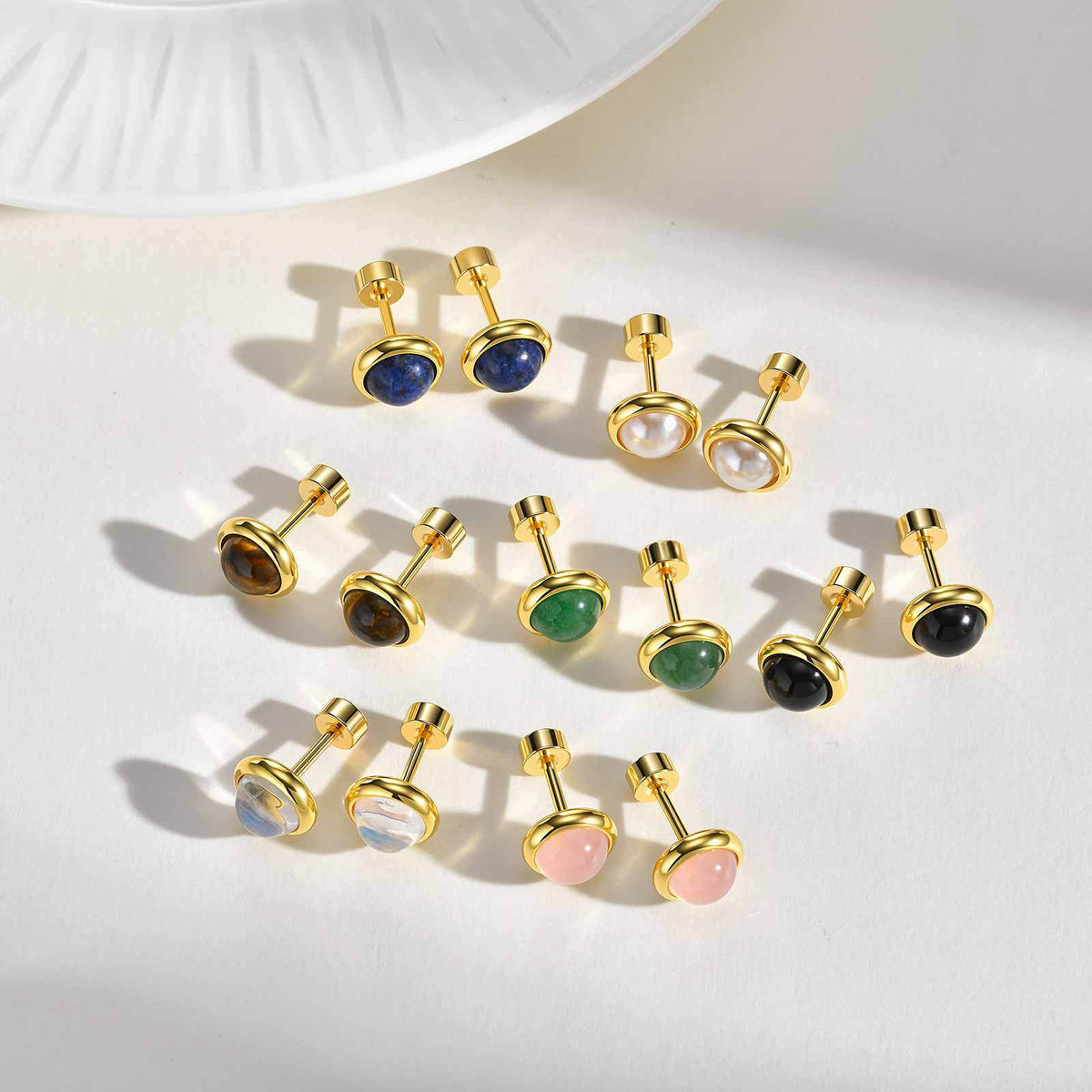 Stainless Steel Tiger's Eye Cat Earrings