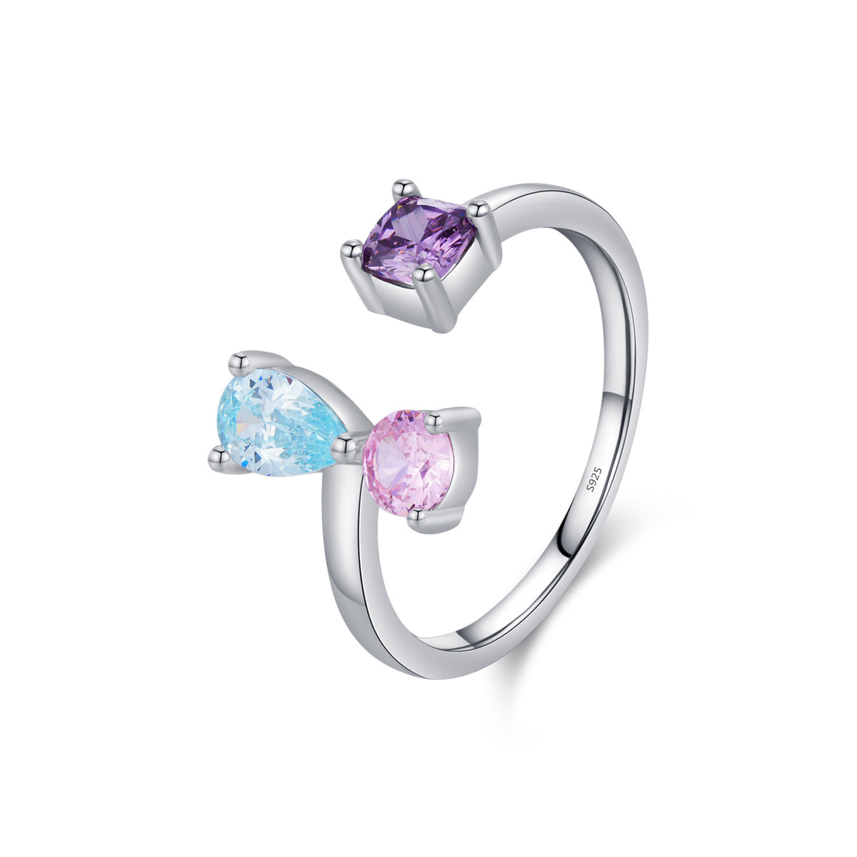 925 Sterling Silver Multicolor Crystal Zircon Ring