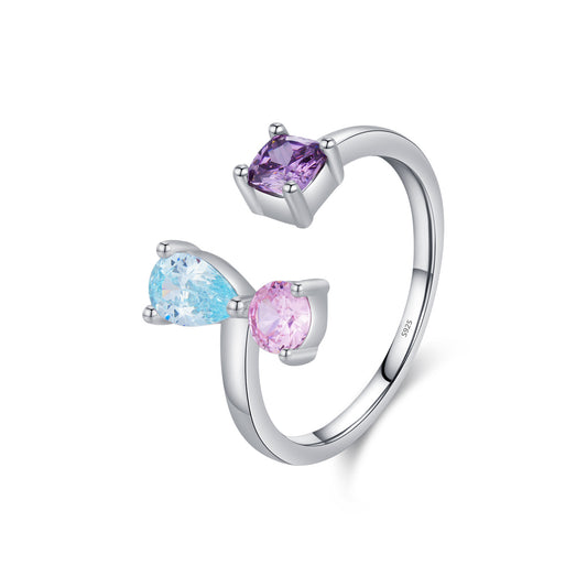 925 Sterling Silver Multicolor Crystal Zircon Ring