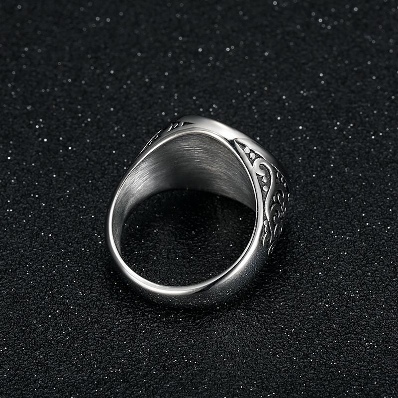 Planderful Everyday Genie Middle Eastern Vintage Punk Ring Stainless Steel Double Knife For Men