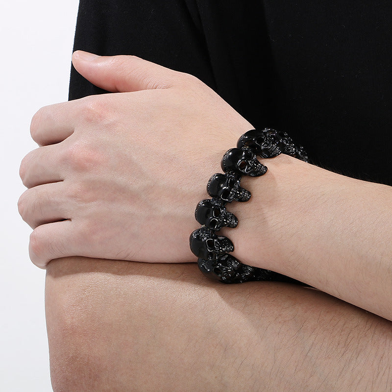 Planderful Skull Stainless Steel Bracelet Men Vacuum Plated