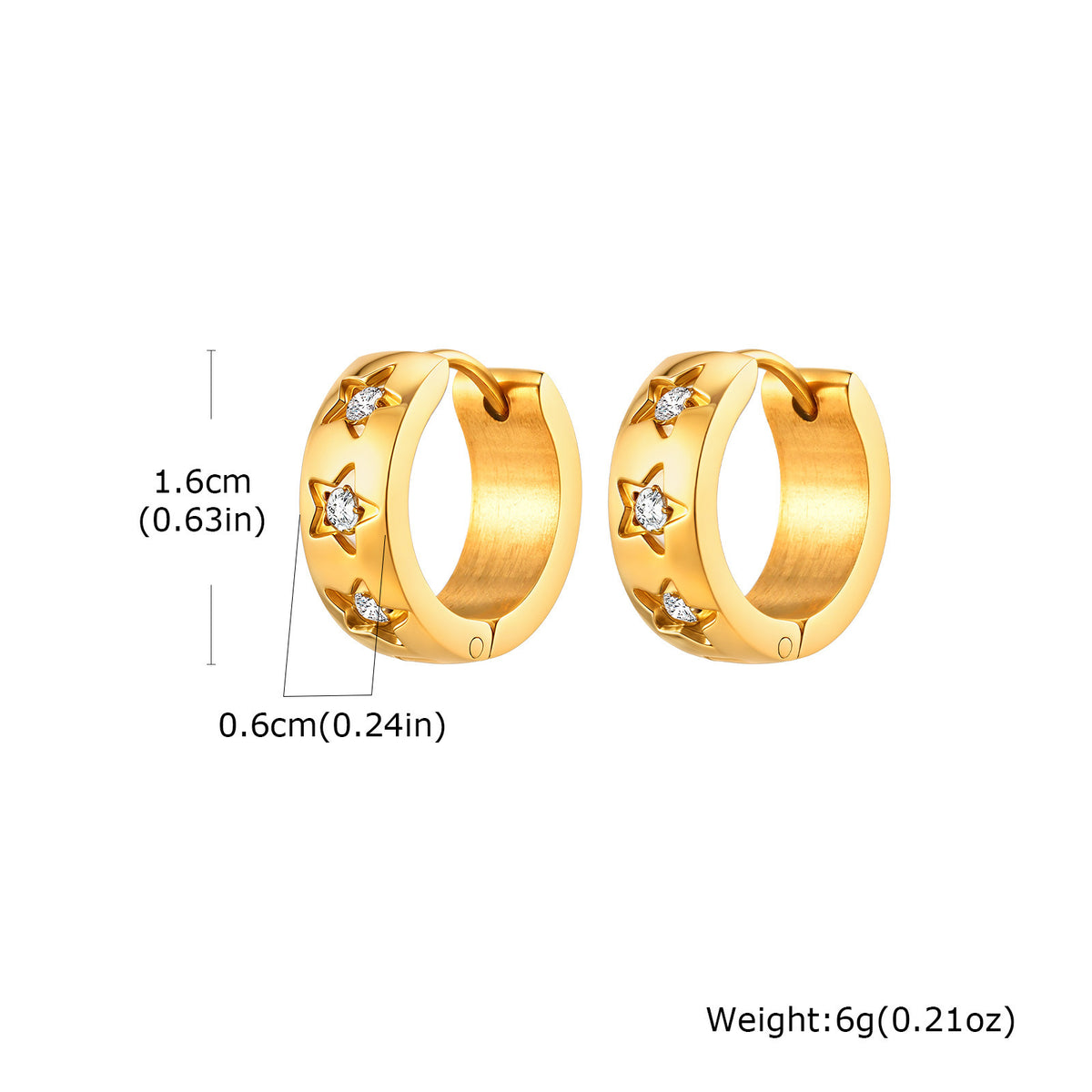 Gold-Tone Crystal Starburst Huggie Hoop Earrings