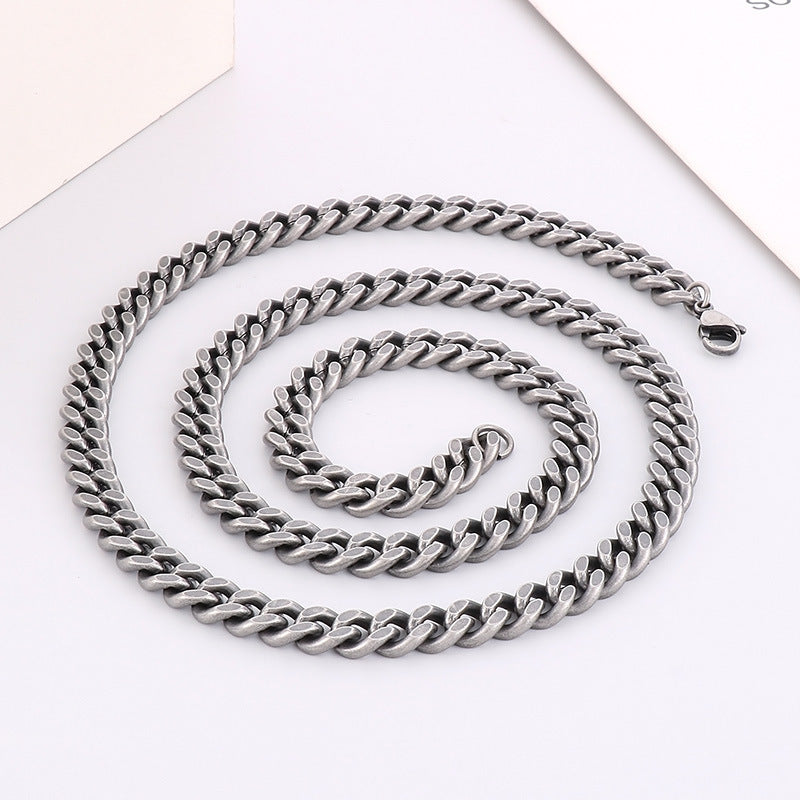 Planderful Men Stainless Steel Oxidized Button Necklace