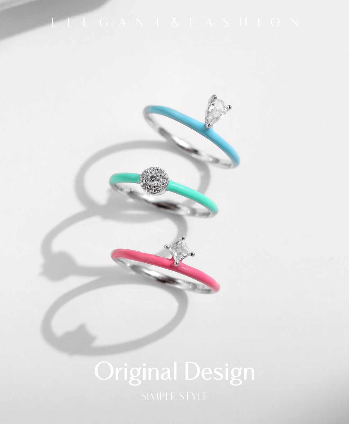 925 Sterling Silver Candy-Color Zircon Ring