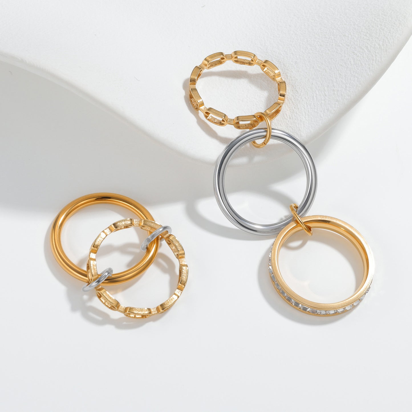 Planderful Everyday Genie Multi Layer Chain Ring for Unisex Wear Korean Version Protection Statement