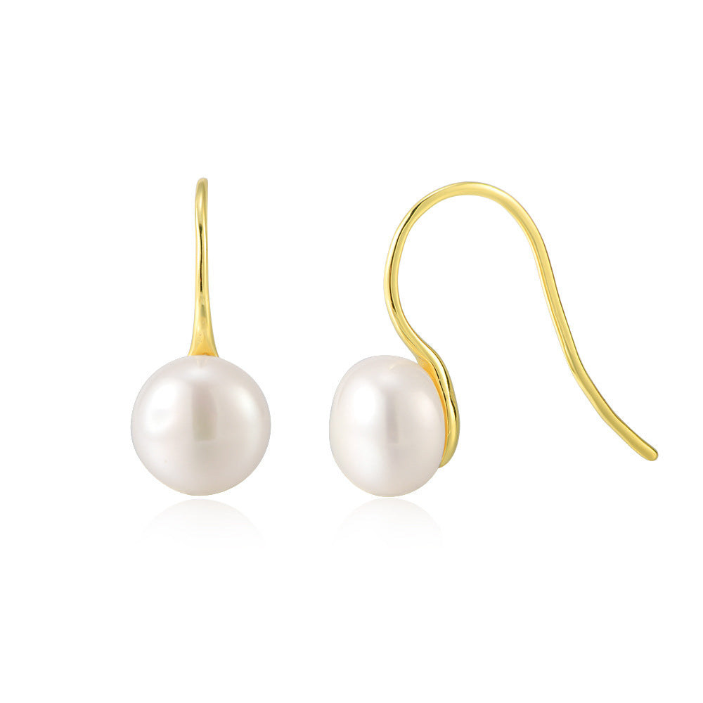 Natural Freshwater Pearl Earrings S925 Sterling Silver High Heels Pearl Ear Hook