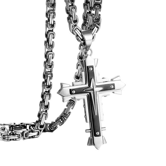 1. Planderful Stainless Steel Men's Cross Pendant Necklace Dark Knight Edition For Modern Style And Giftable Luxury