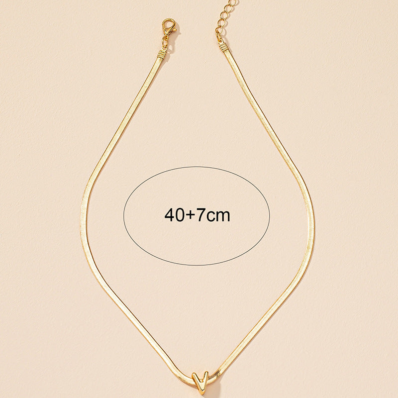 Trendy lowercase letter charm necklace with electroplated alloy chain - Vienna Verve Collection