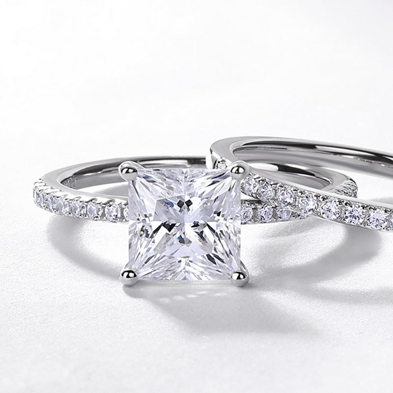 Planderful Geometric Moissanite Sterling Silver Ring – 7 × 7 mm, 1.9 ct