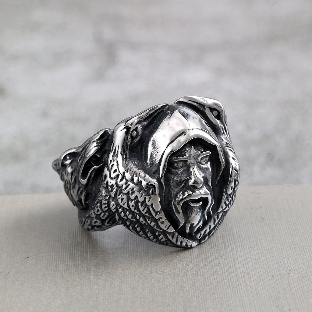 Vintage Viking Wolf Stainless Steel Men's Ring